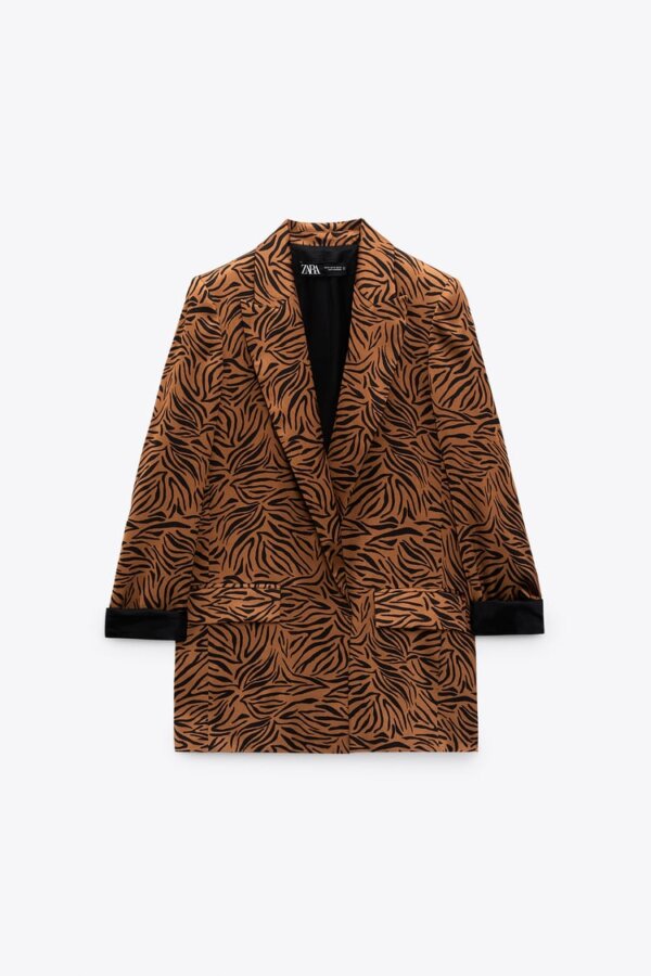 Blazer Imprimé Camel et Noir