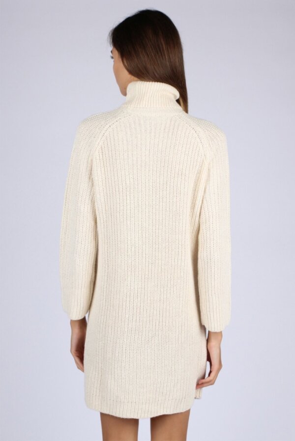 Robe Pull avec Manches Longues et Col Roulé Blanche – Image 2