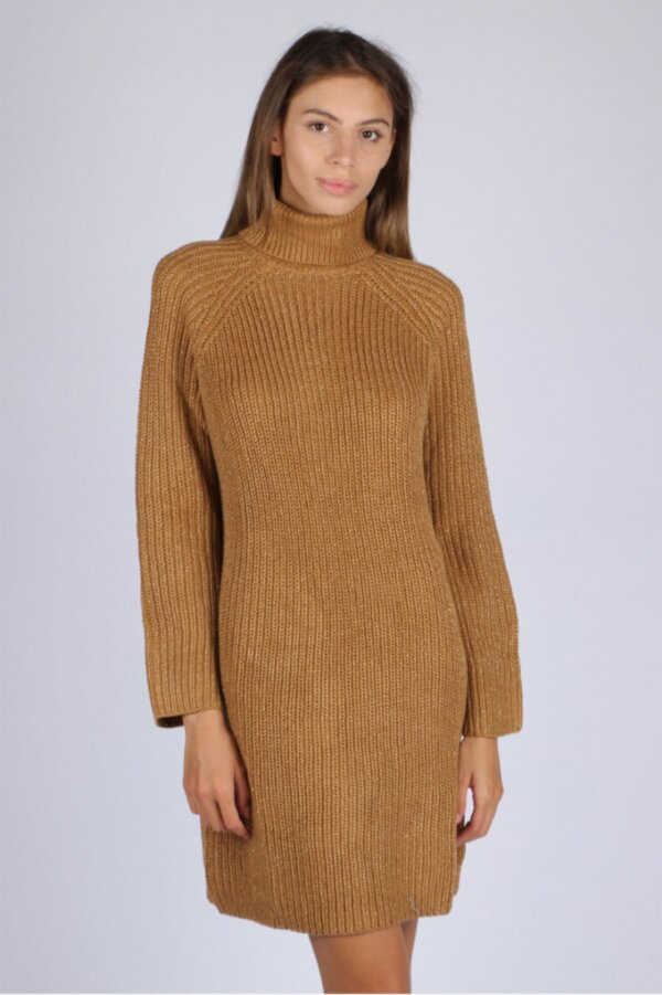 Robe Pull avec Manches Longues et Col Roulé