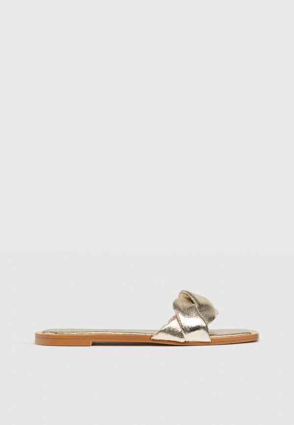 Mules Tressées Doré – Image 4